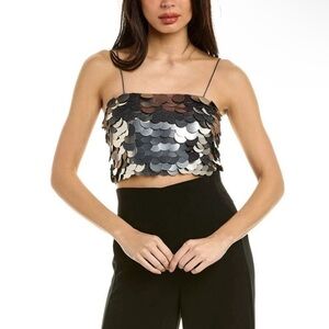 Alice + Olivia Ceresi Metallic Disk Crop Top in Silver